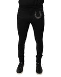 Dolce & Gabbana Black Horseshoe Embellished Wool Slim Fit Pants - Eljoys Fashion 