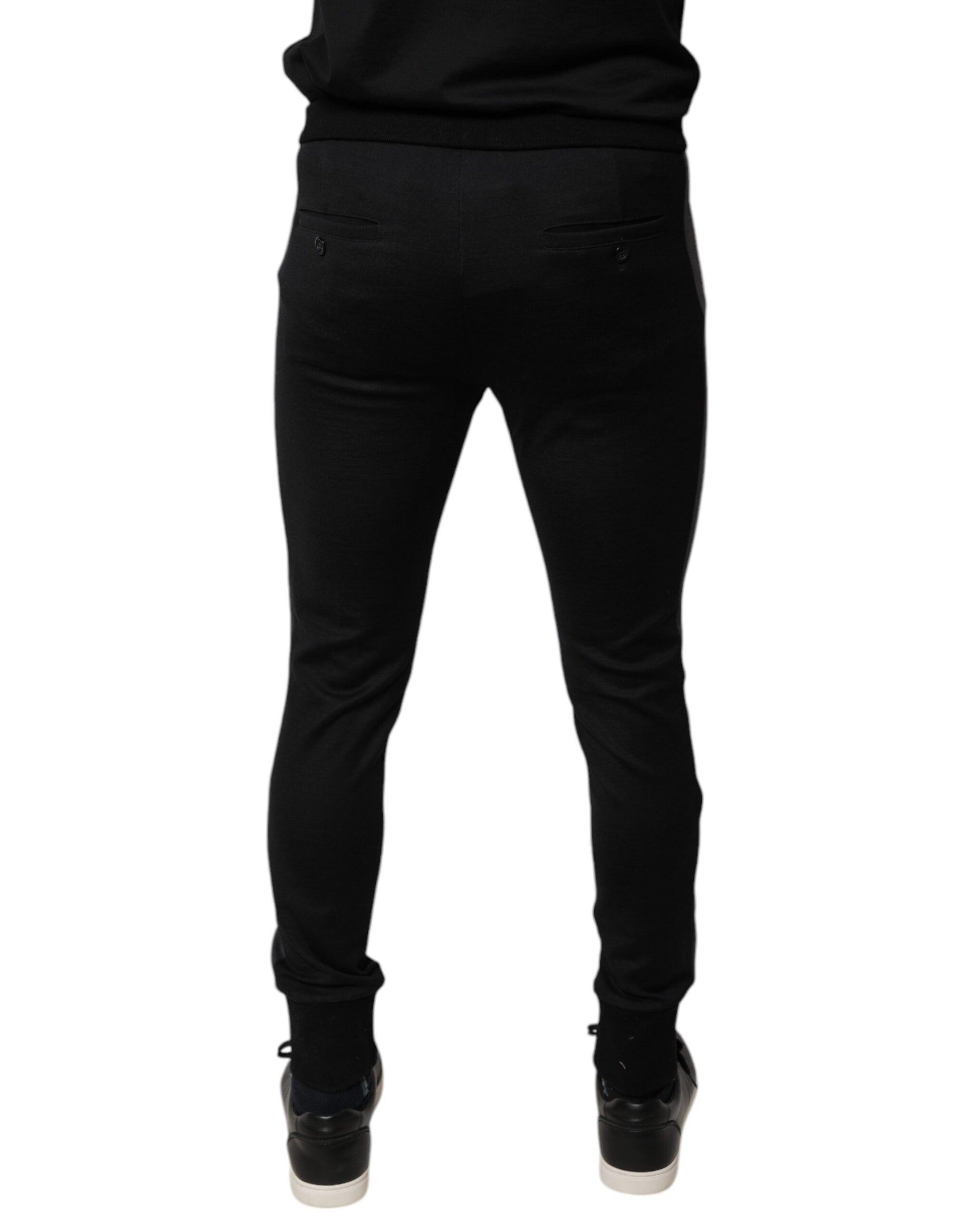 Dolce & Gabbana Black Horseshoe Embellished Wool Slim Fit Pants Dolce & Gabbana