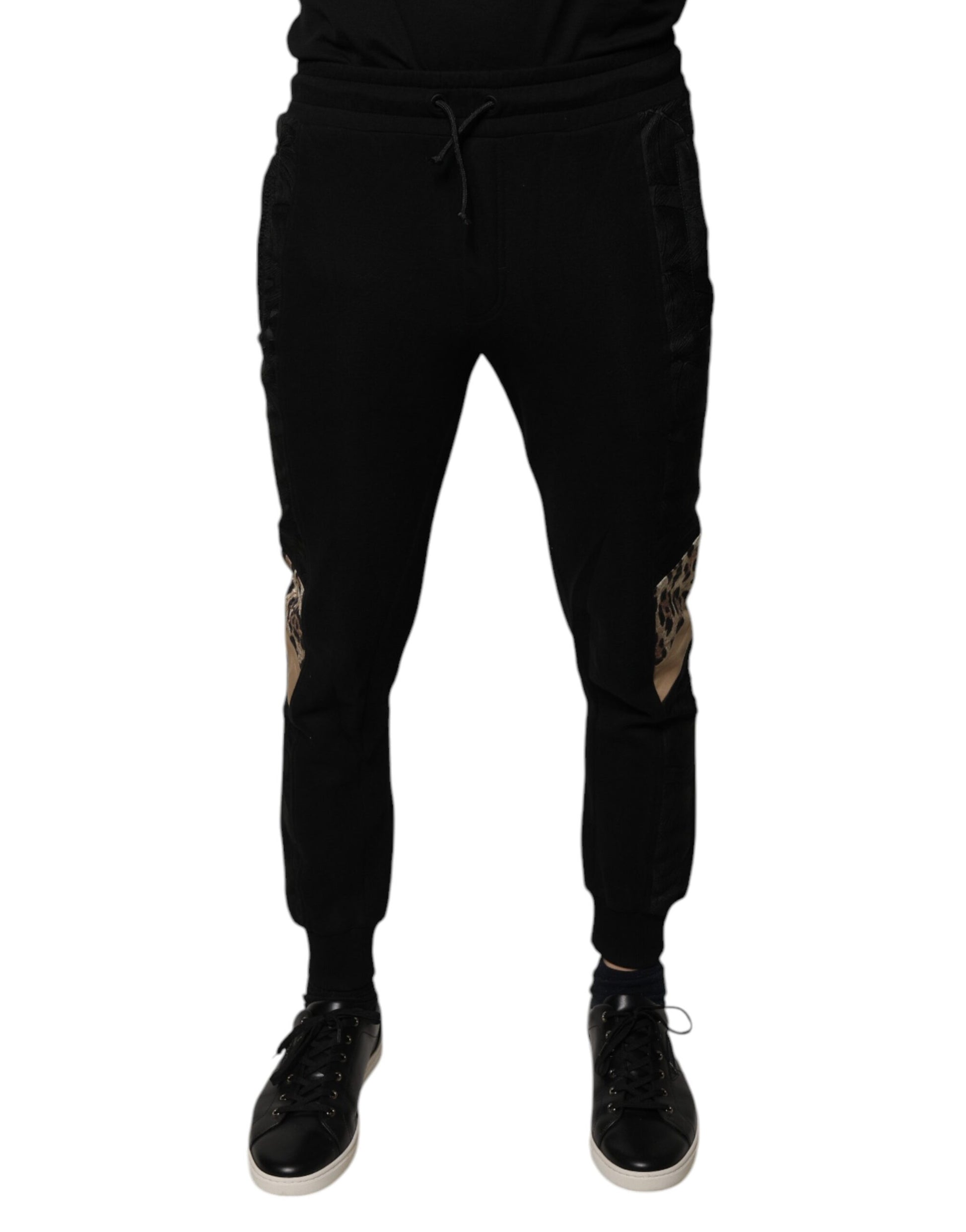 Dolce & Gabbana Black Leopard Slim Fit Jogger Pants Dolce & Gabbana