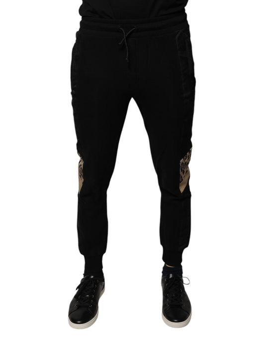 Dolce & Gabbana Black Leopard Slim Fit Jogger Pants Dolce & Gabbana