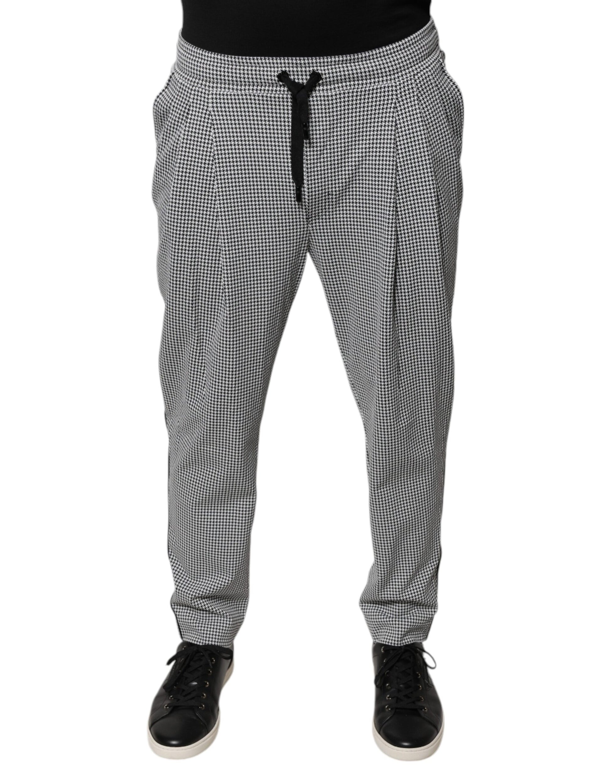Dolce & Gabbana Black White Houndstooth Skinny Dress Pants Dolce & Gabbana