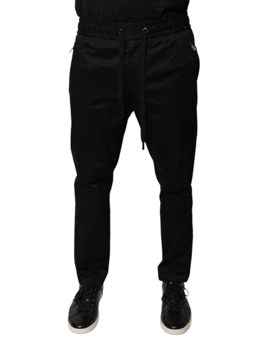 Dolce & Gabbana Black Cotton Stretch Skinny Sweatpants Pants Dolce & Gabbana