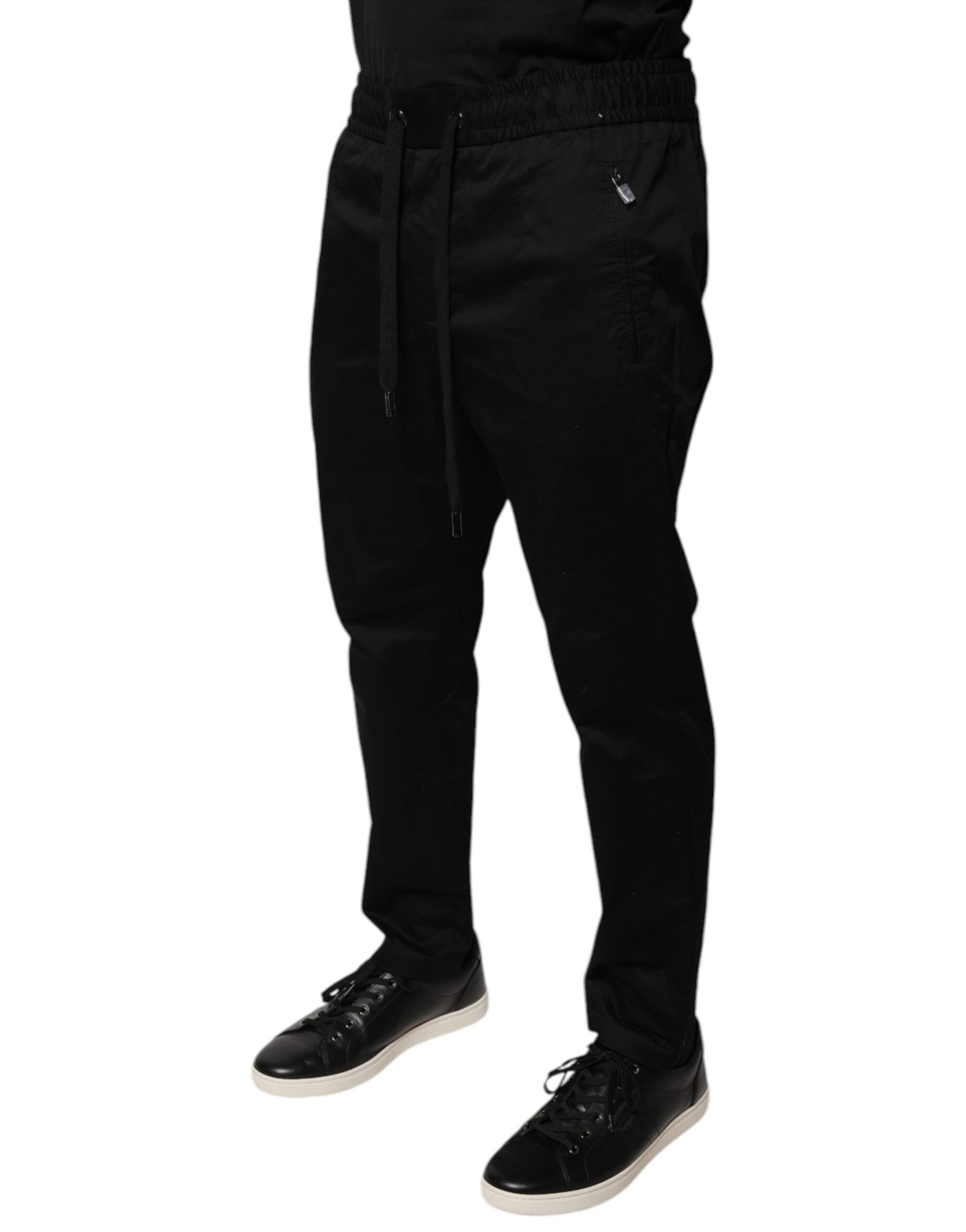 Dolce & Gabbana Black Cotton Stretch Skinny Sweatpants Pants Dolce & Gabbana