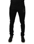 Dolce & Gabbana Black DG Crown Logo Cotton Skinny Denim Jeans - Eljoys Fashion 