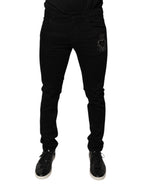 Dolce & Gabbana Black DG Crown Logo Cotton Skinny Denim Jeans - Eljoys Fashion 