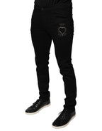 Dolce & Gabbana Black DG Crown Logo Cotton Skinny Denim Jeans - Eljoys Fashion 