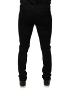 Dolce & Gabbana Black DG Crown Logo Cotton Skinny Denim Jeans - Eljoys Fashion 