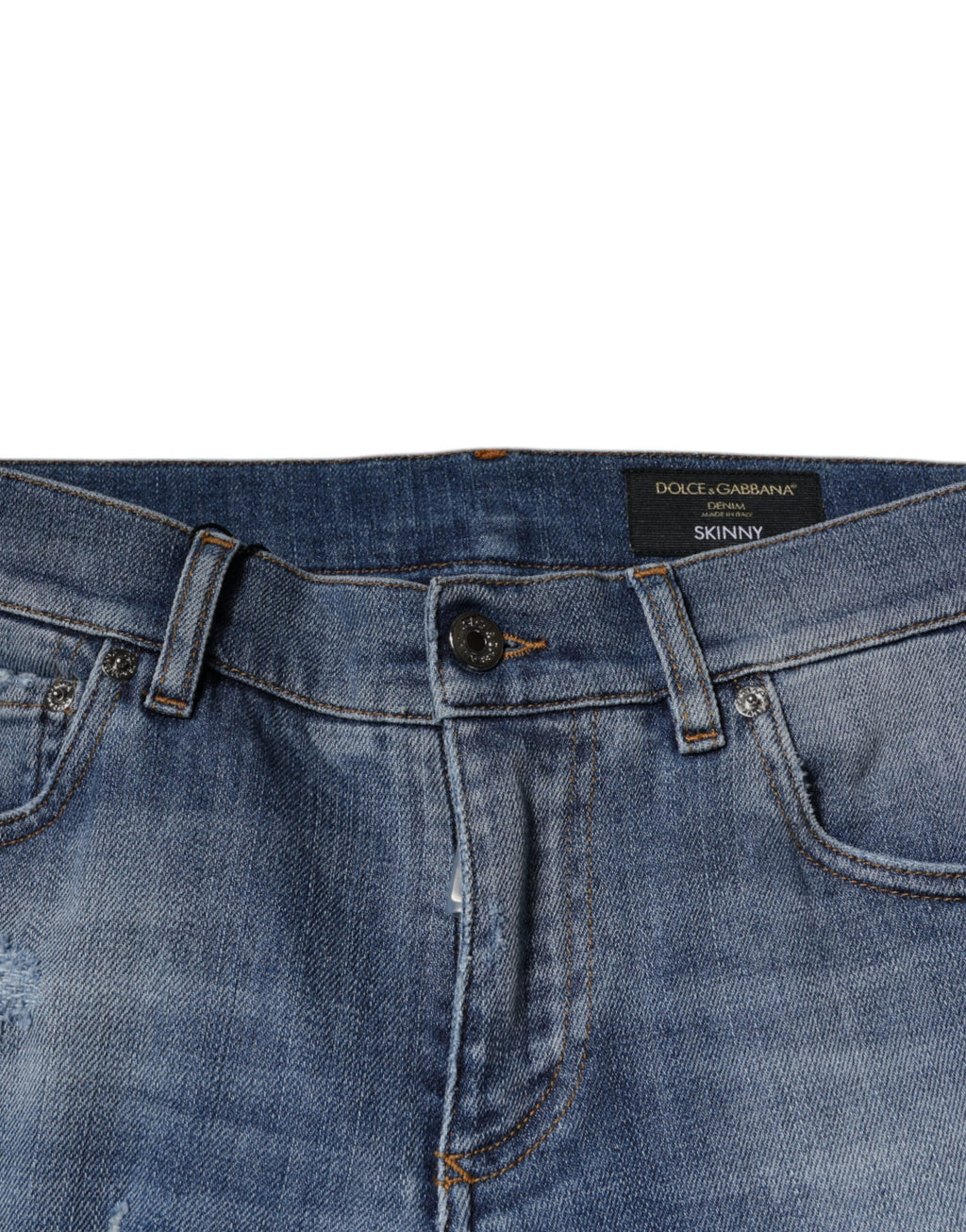 Dolce & Gabbana Blue Tattered Cotton Stretch Skinny Denim Jeans - Eljoys Fashion 