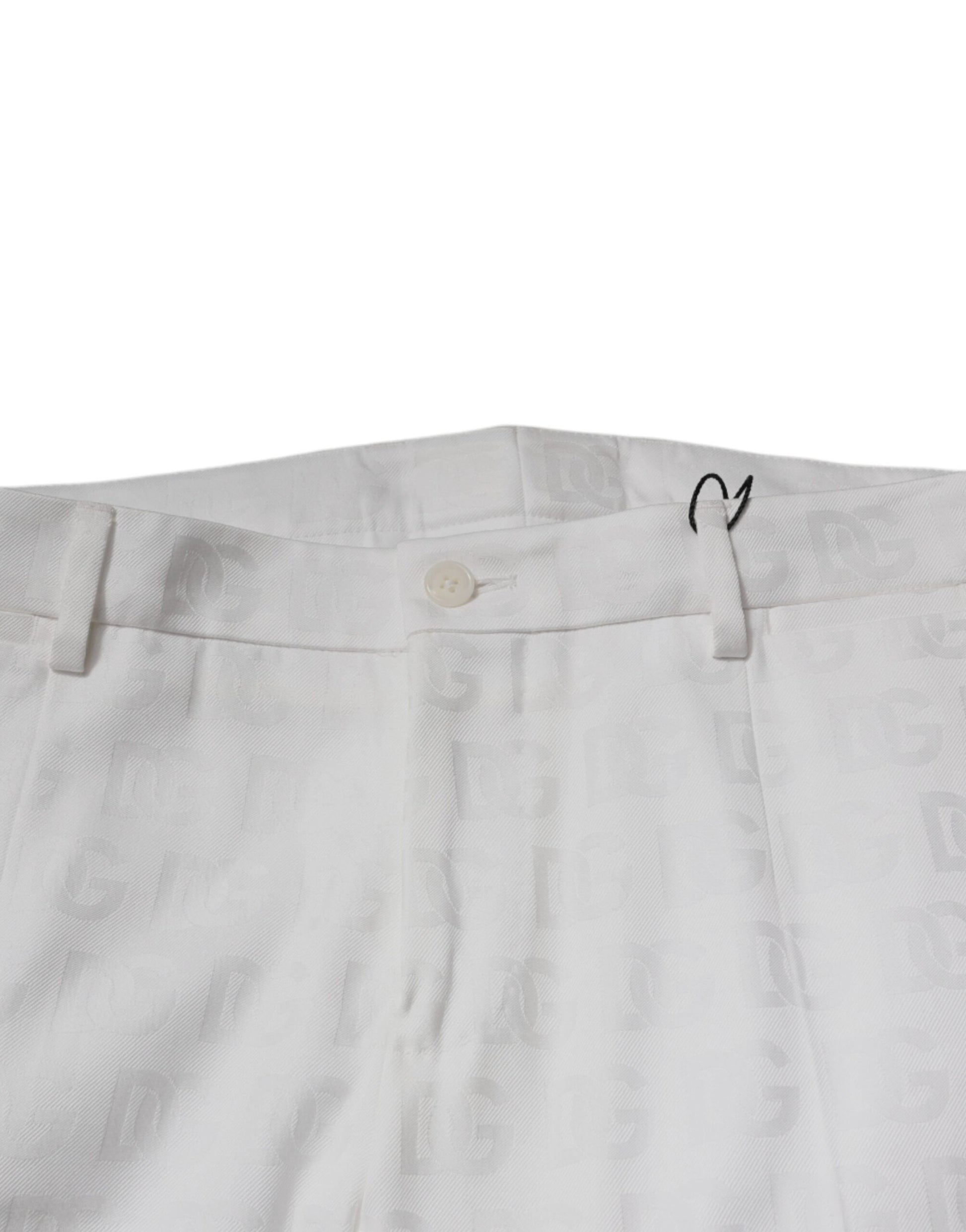Dolce & Gabbana White Cotton Tapered Formal Dress Pants Dolce & Gabbana