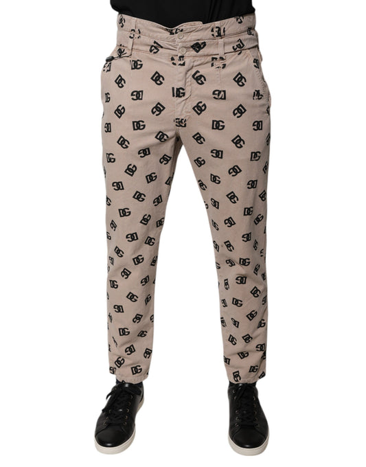 Dolce & Gabbana Beige Logo Cotton Skinny Denim Jeans Dolce & Gabbana