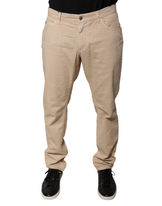 Dolce & Gabbana Beige Cotton Mid Waist Skinny Denim Jeans Dolce & Gabbana