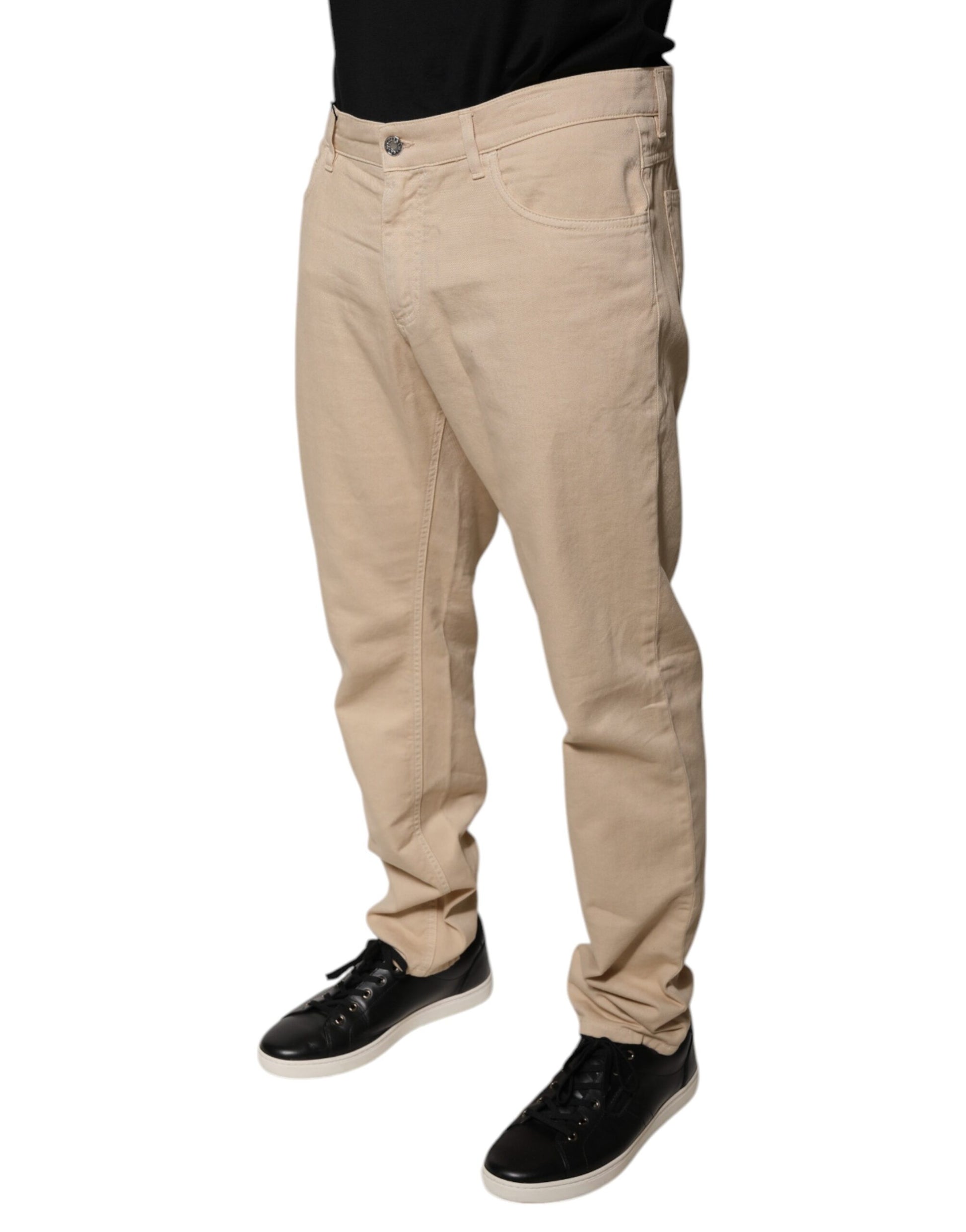 Dolce & Gabbana Beige Cotton Mid Waist Skinny Denim Jeans Dolce & Gabbana