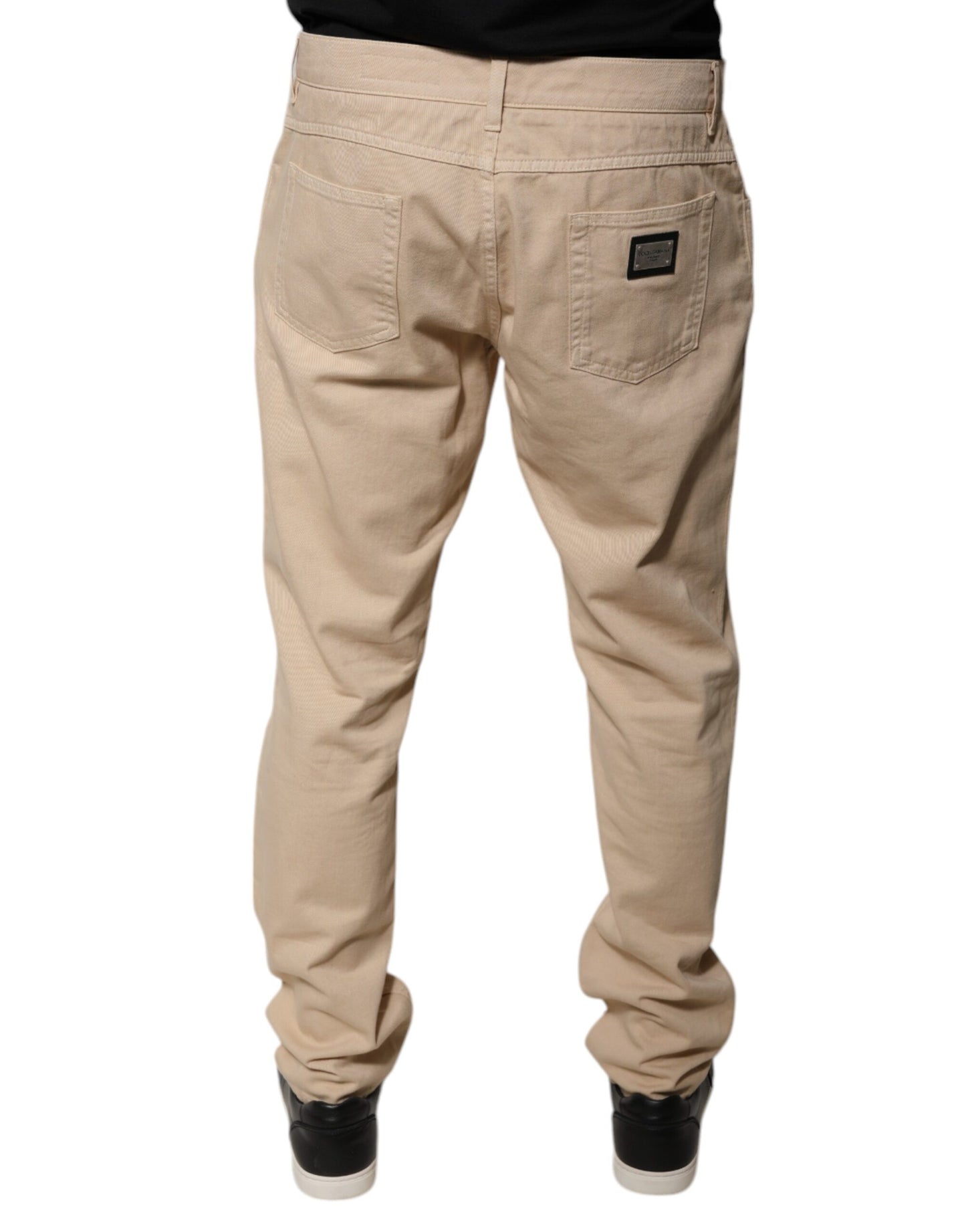 Dolce & Gabbana Beige Cotton Mid Waist Skinny Denim Jeans Dolce & Gabbana