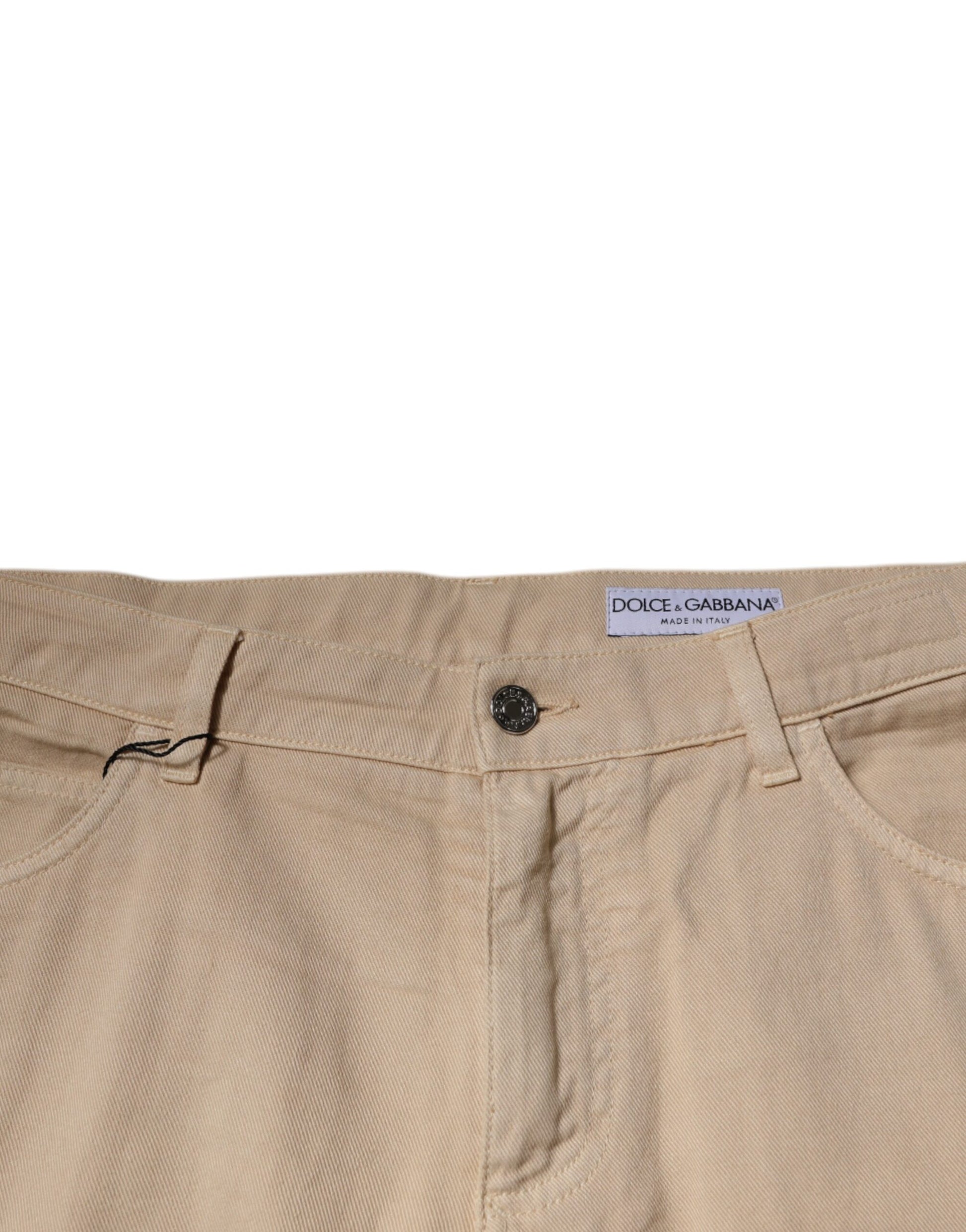 Dolce & Gabbana Beige Cotton Mid Waist Skinny Denim Jeans Dolce & Gabbana