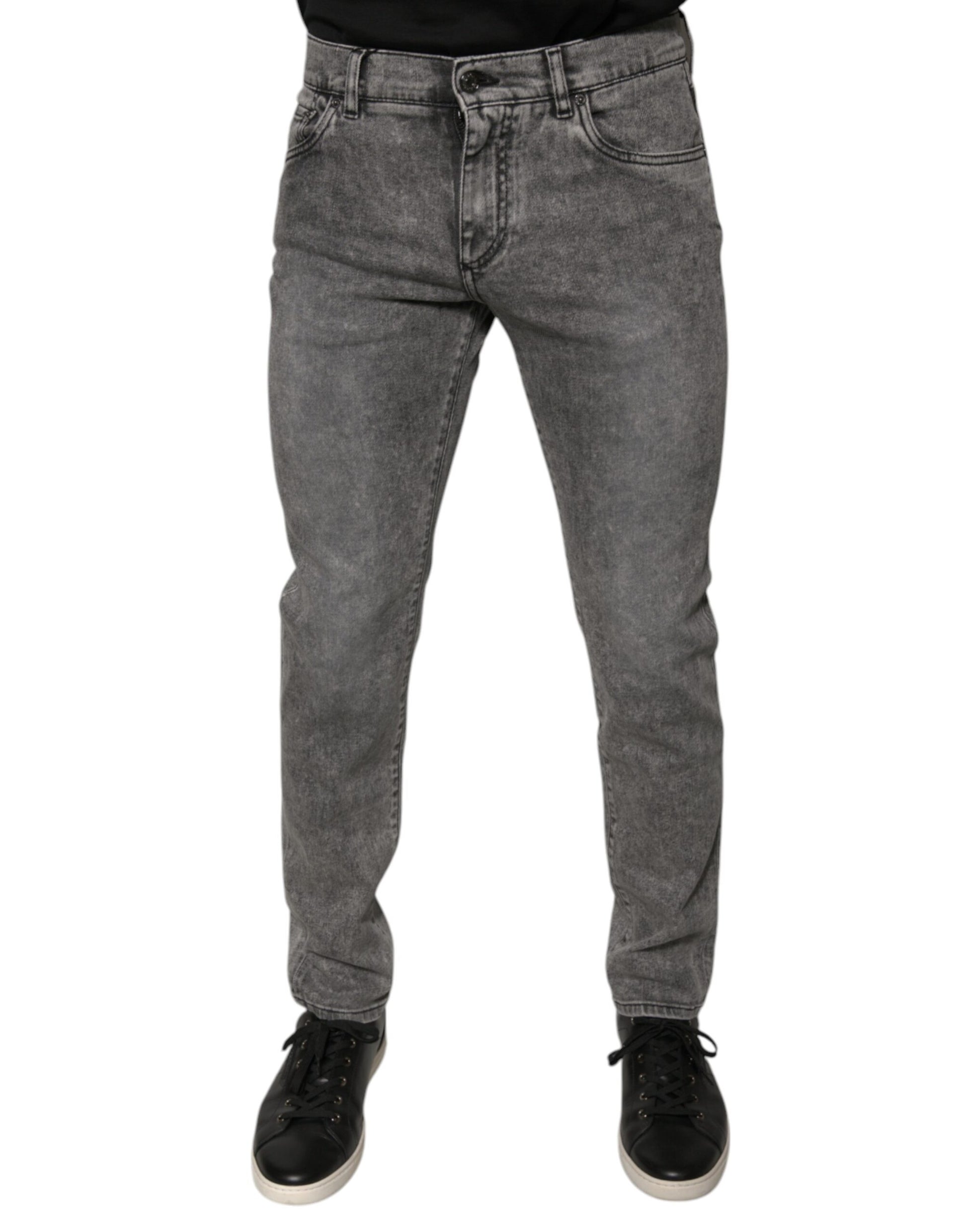 Dolce & Gabbana Gray Washed Cotton Skinny Denim Jeans Dolce & Gabbana