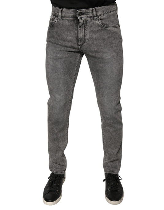 Dolce & Gabbana Gray Washed Cotton Skinny Denim Jeans Dolce & Gabbana