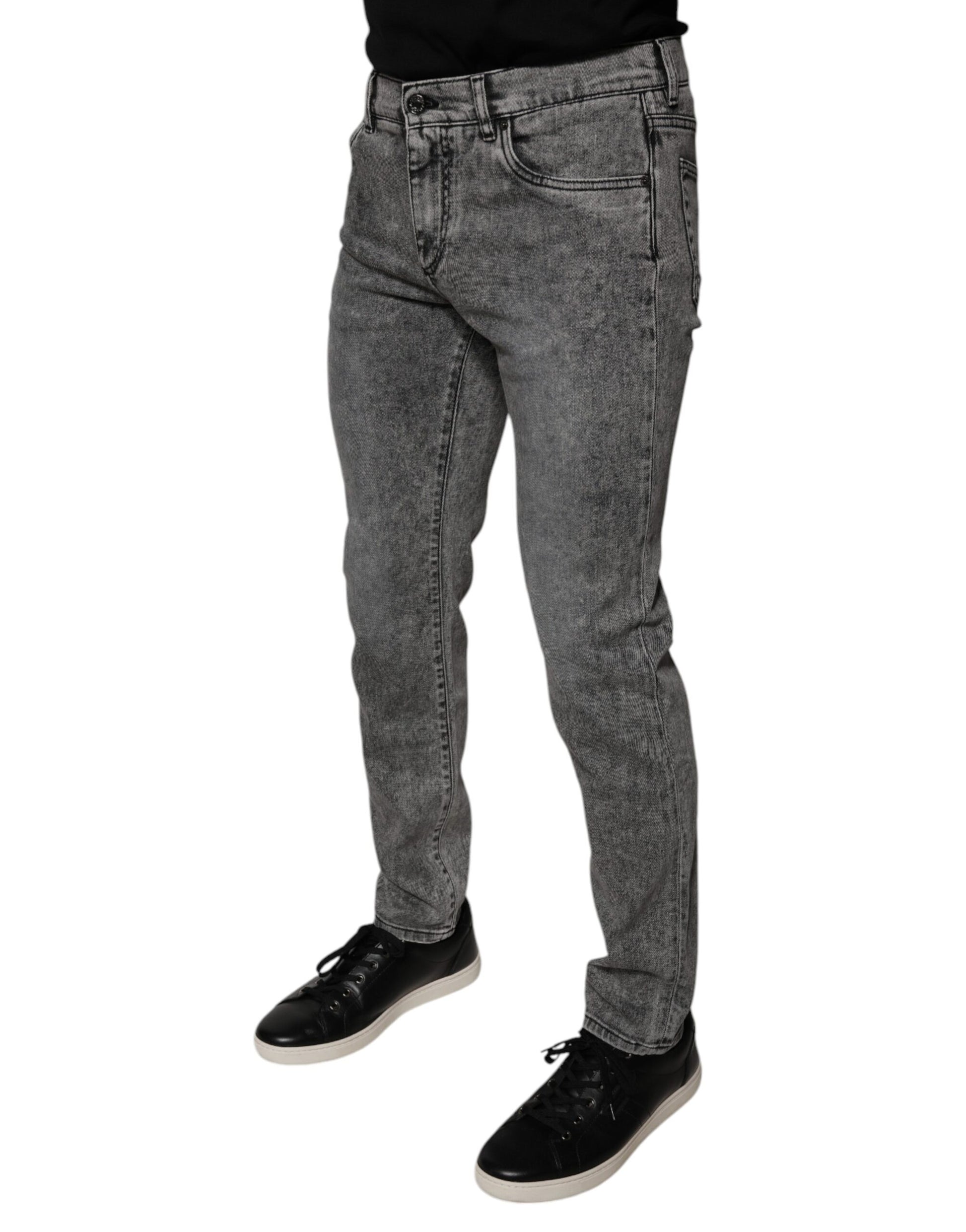 Dolce & Gabbana Gray Washed Cotton Skinny Denim Jeans Dolce & Gabbana