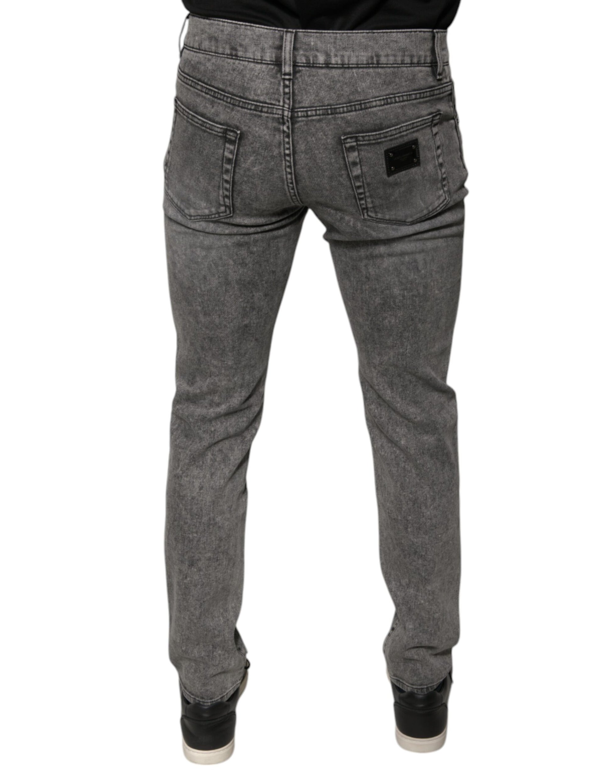 Dolce & Gabbana Gray Washed Cotton Skinny Denim Jeans Dolce & Gabbana