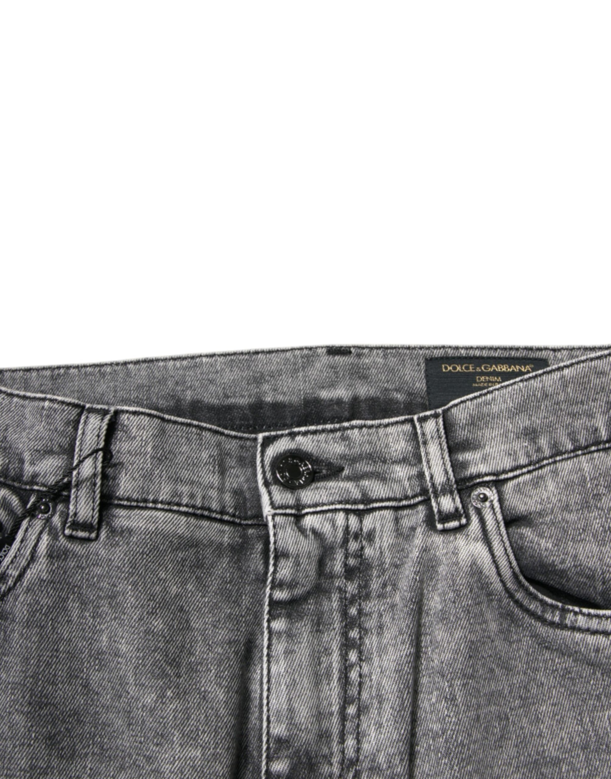 Dolce & Gabbana Gray Washed Cotton Skinny Denim Jeans Dolce & Gabbana