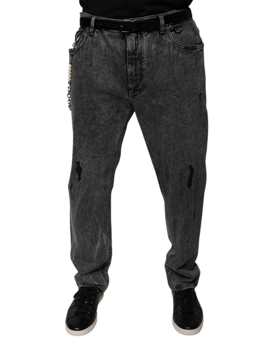 Dolce & Gabbana Dark Gray Cotton Skinny Denim Jeans Dolce & Gabbana