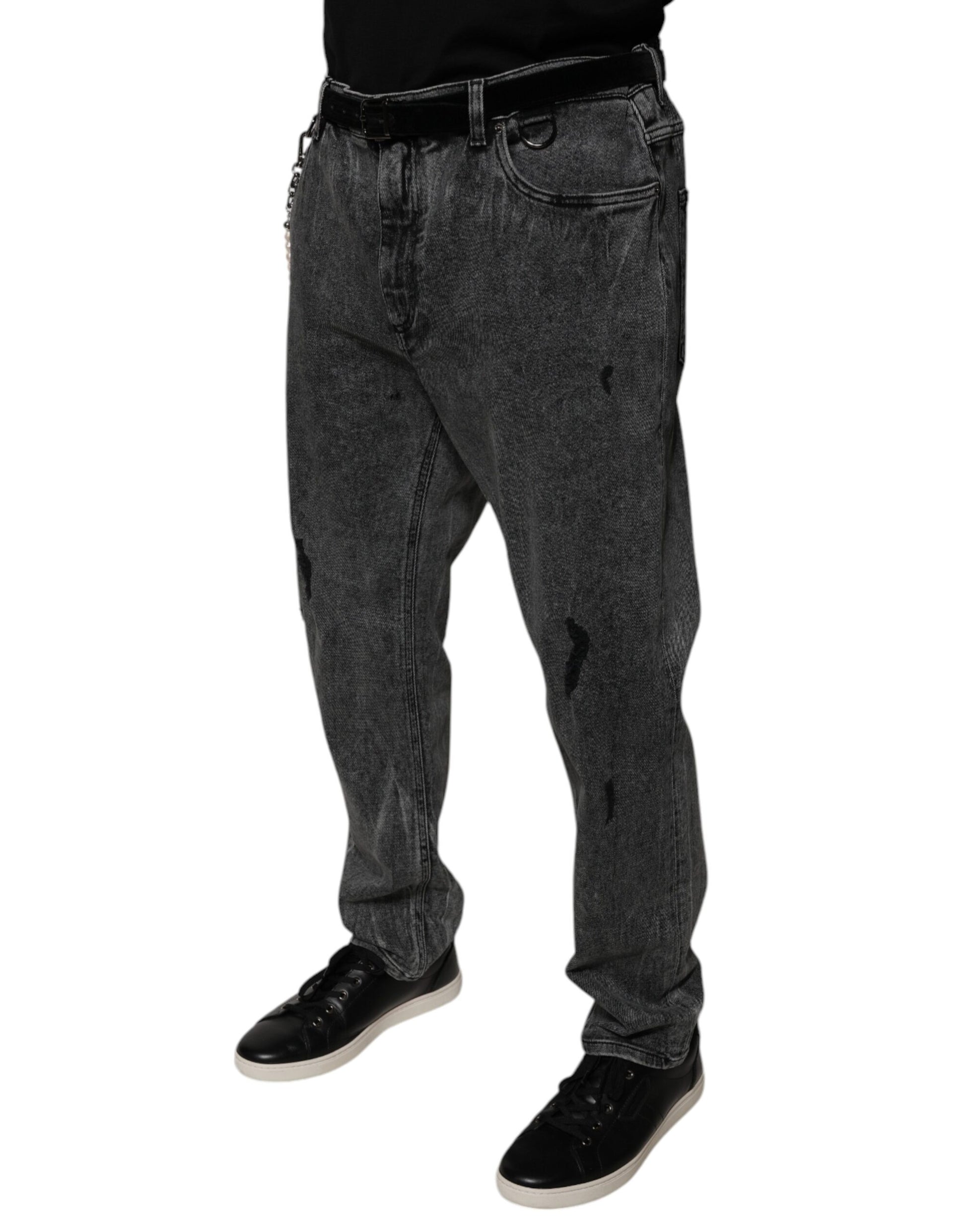 Dolce & Gabbana Dark Gray Cotton Skinny Denim Jeans Dolce & Gabbana