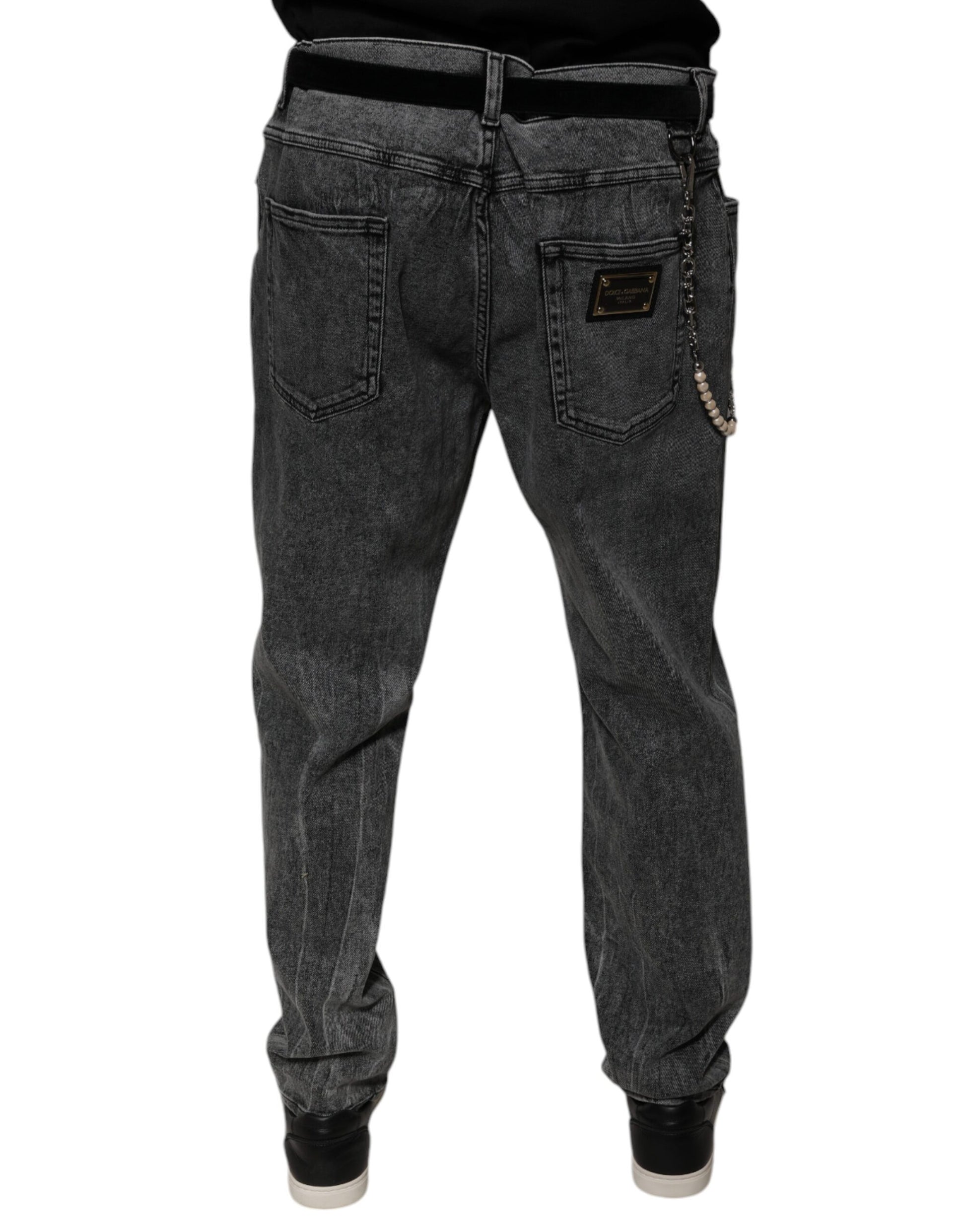 Dolce & Gabbana Dark Gray Cotton Skinny Denim Jeans Dolce & Gabbana