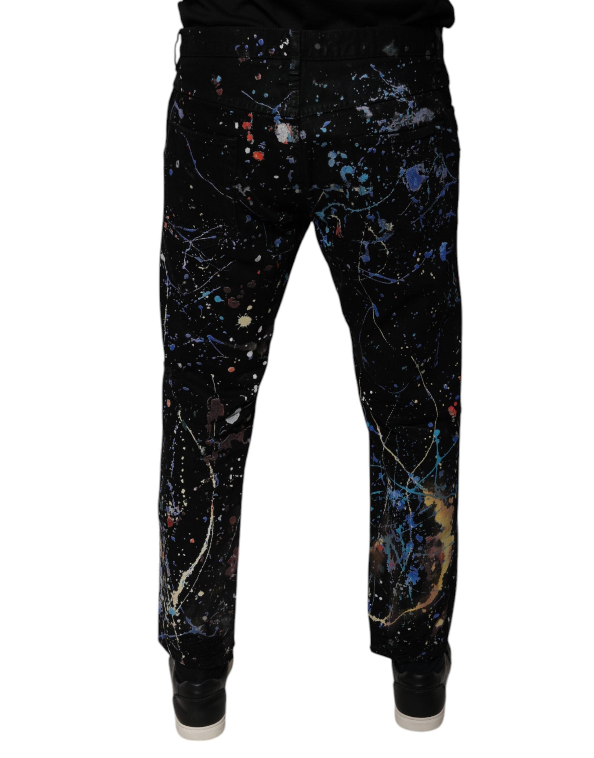 Dolce & Gabbana Black Color Splash Cotton Skinny Denim Jeans Dolce & Gabbana