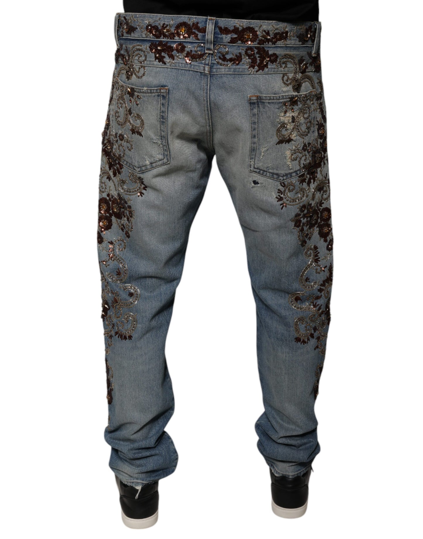 Dolce & Gabbana Light Blue Embroidered Skinny Denim Jeans Dolce & Gabbana