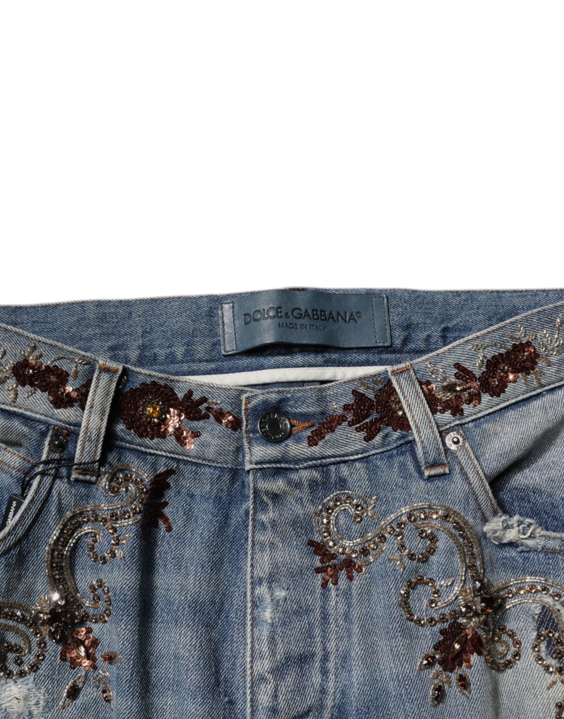 Dolce & Gabbana Light Blue Embroidered Skinny Denim Jeans Dolce & Gabbana