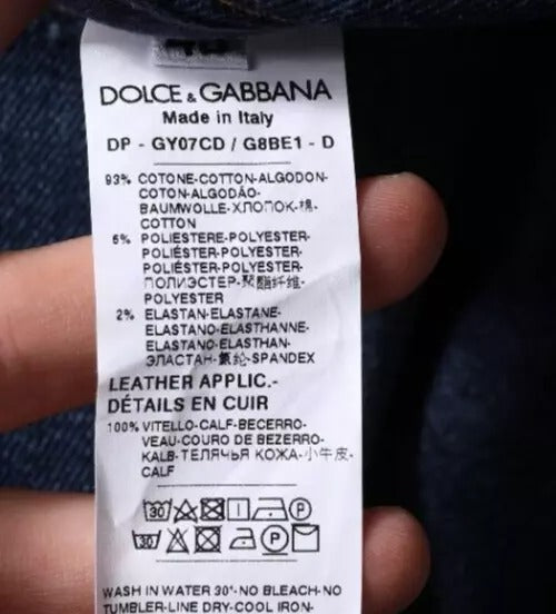Dolce & Gabbana Dark Blue Cotton Logo Skinny Denim Jeans Dolce & Gabbana