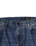 Dolce & Gabbana Blue Cotton Tattered Skinny Denim Jeans - Eljoys Fashion 