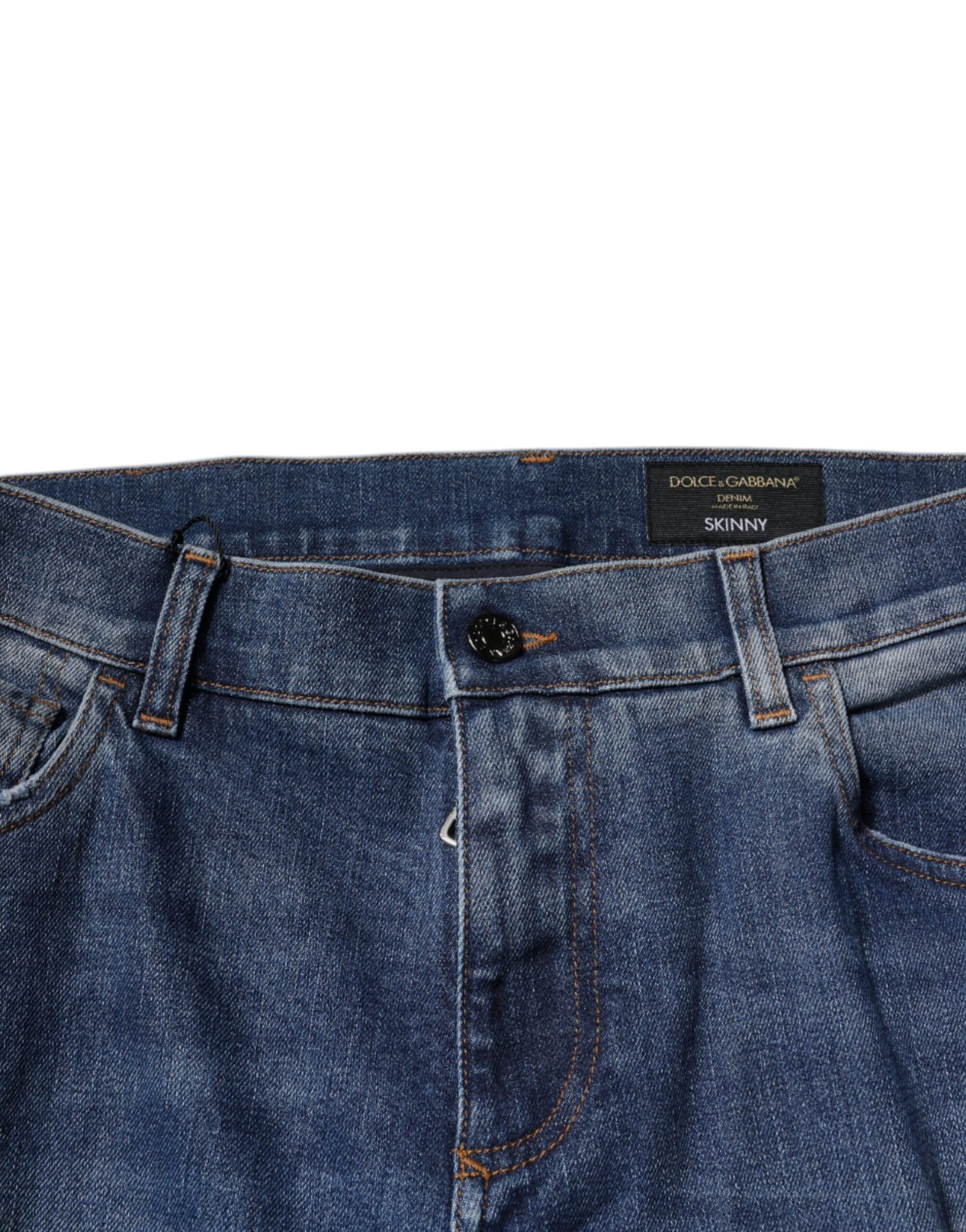 Dolce & Gabbana Blue Cotton Tattered Skinny Denim Jeans Dolce & Gabbana