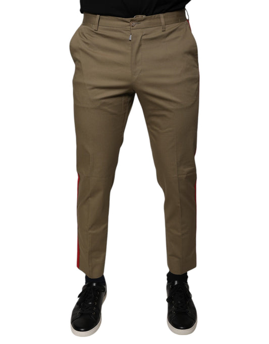 Dolce & Gabbana Brown Logo Men Casual Tapered Pants Dolce & Gabbana