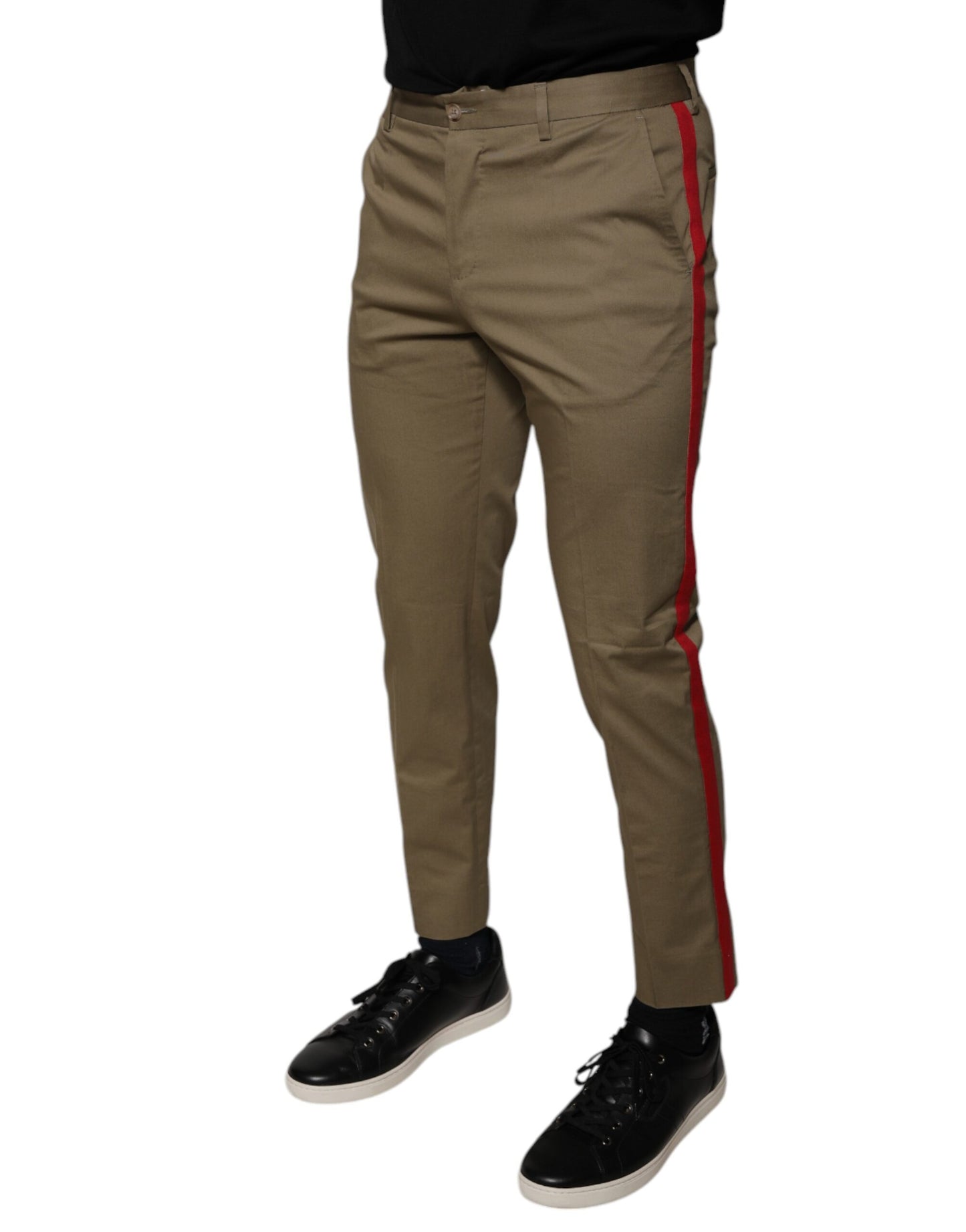 Dolce & Gabbana Brown Logo Men Casual Tapered Pants Dolce & Gabbana