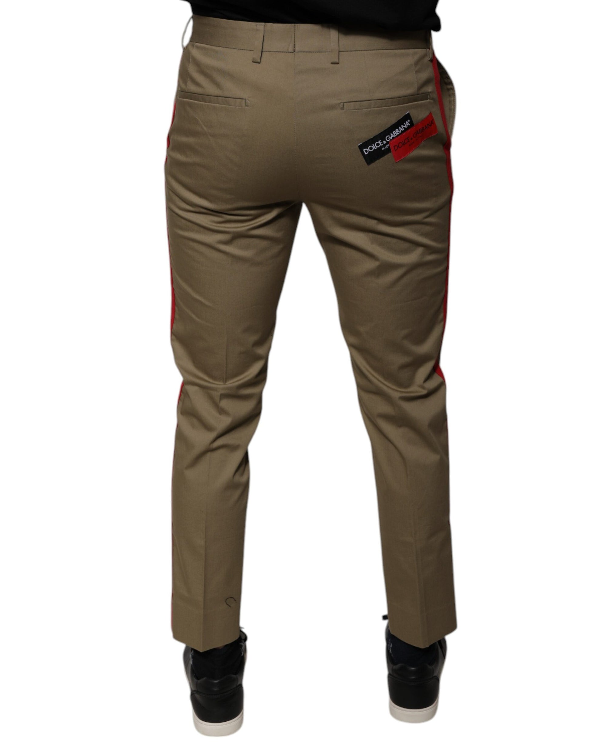 Dolce & Gabbana Brown Logo Men Casual Tapered Pants Dolce & Gabbana