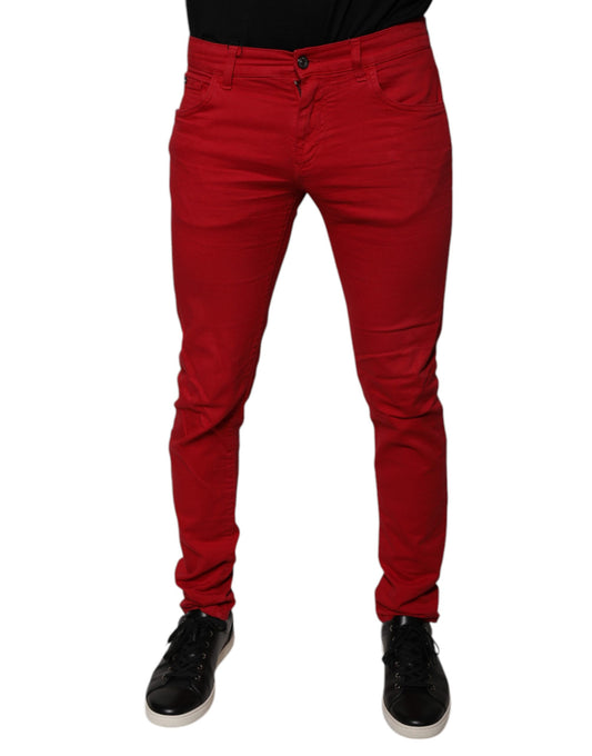 Dolce & Gabbana Red Crown Logo Cotton Skinny Denim Jeans Dolce & Gabbana