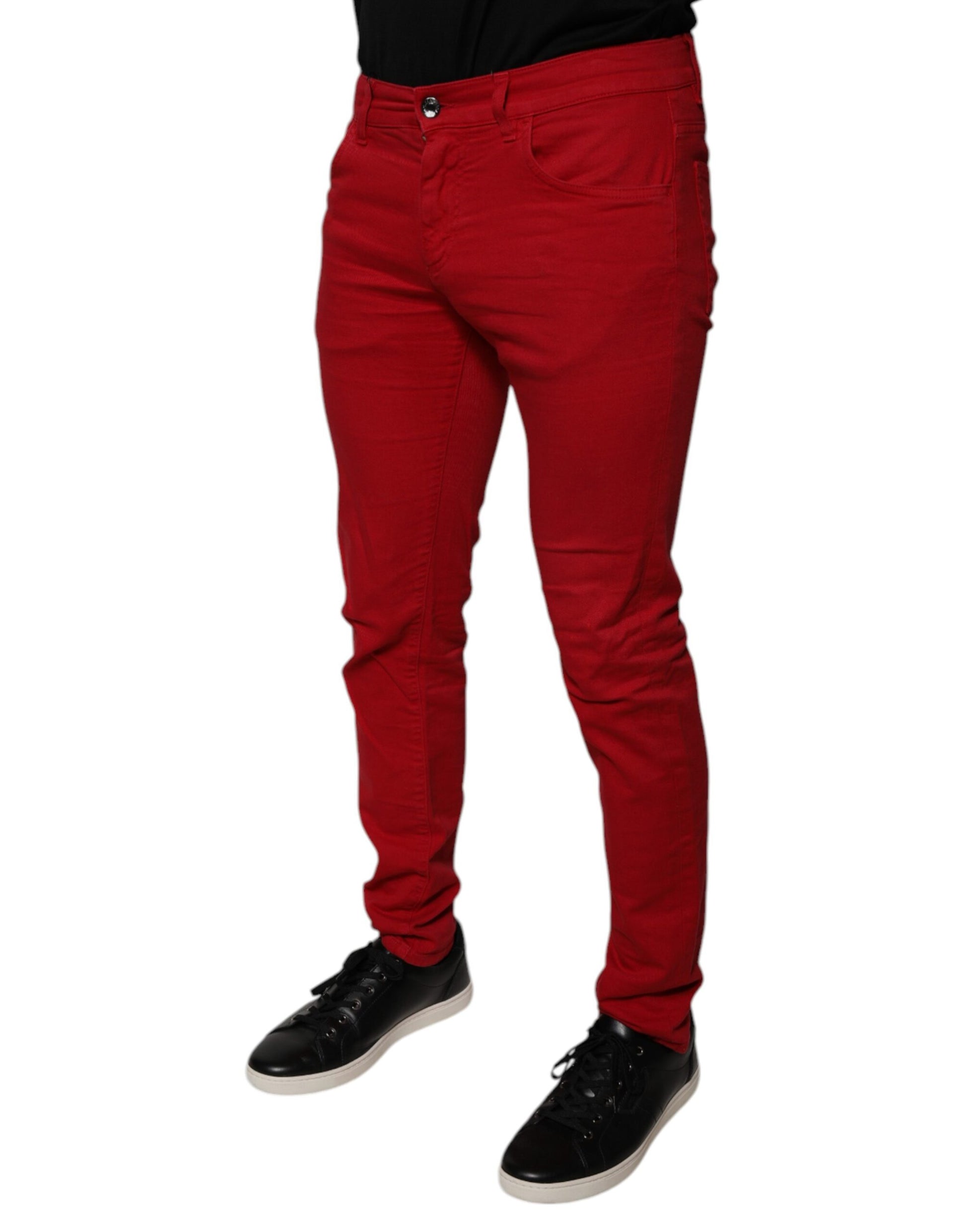 Dolce & Gabbana Red Crown Logo Cotton Skinny Denim Jeans Dolce & Gabbana