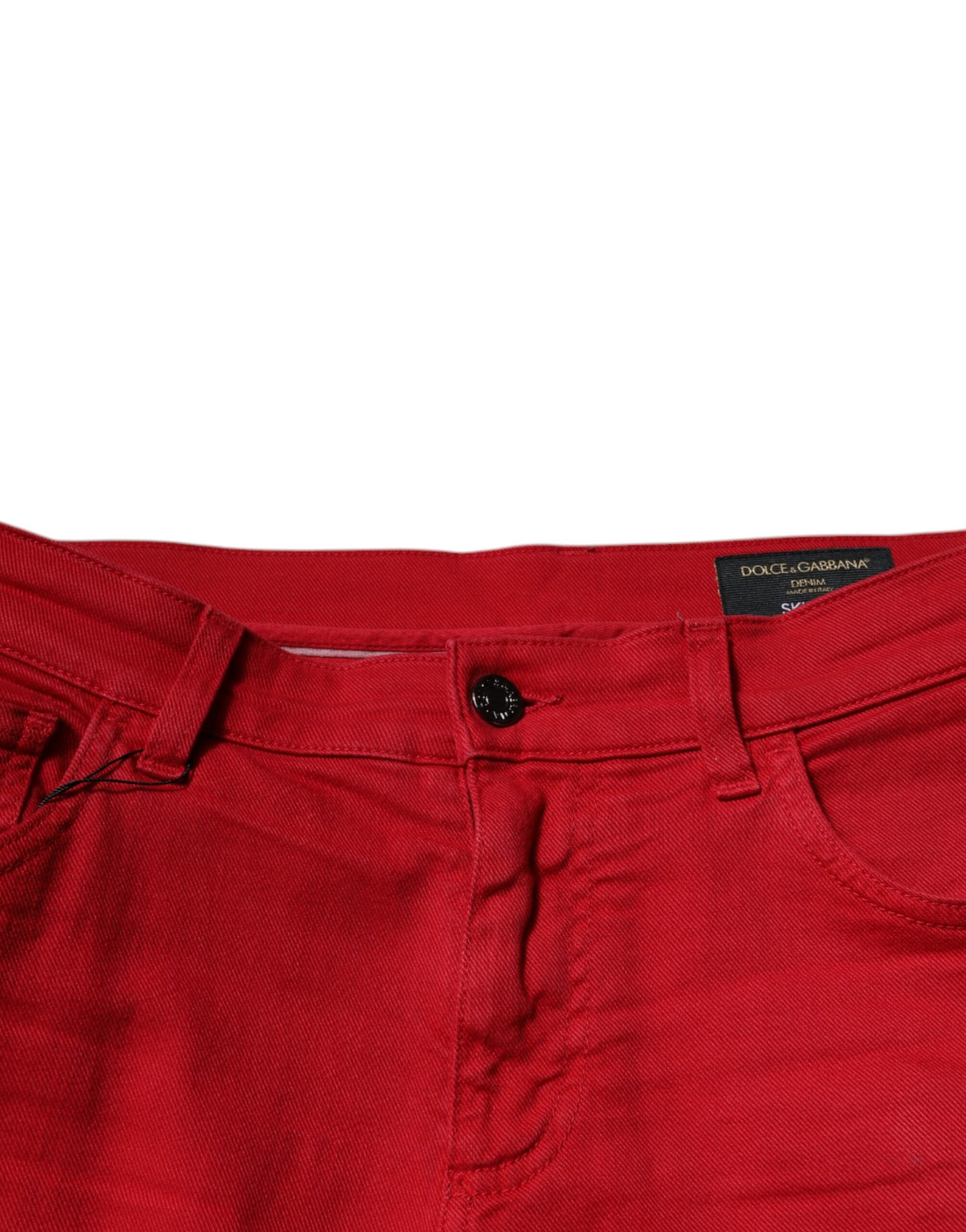 Dolce & Gabbana Red Crown Logo Cotton Skinny Denim Jeans Dolce & Gabbana