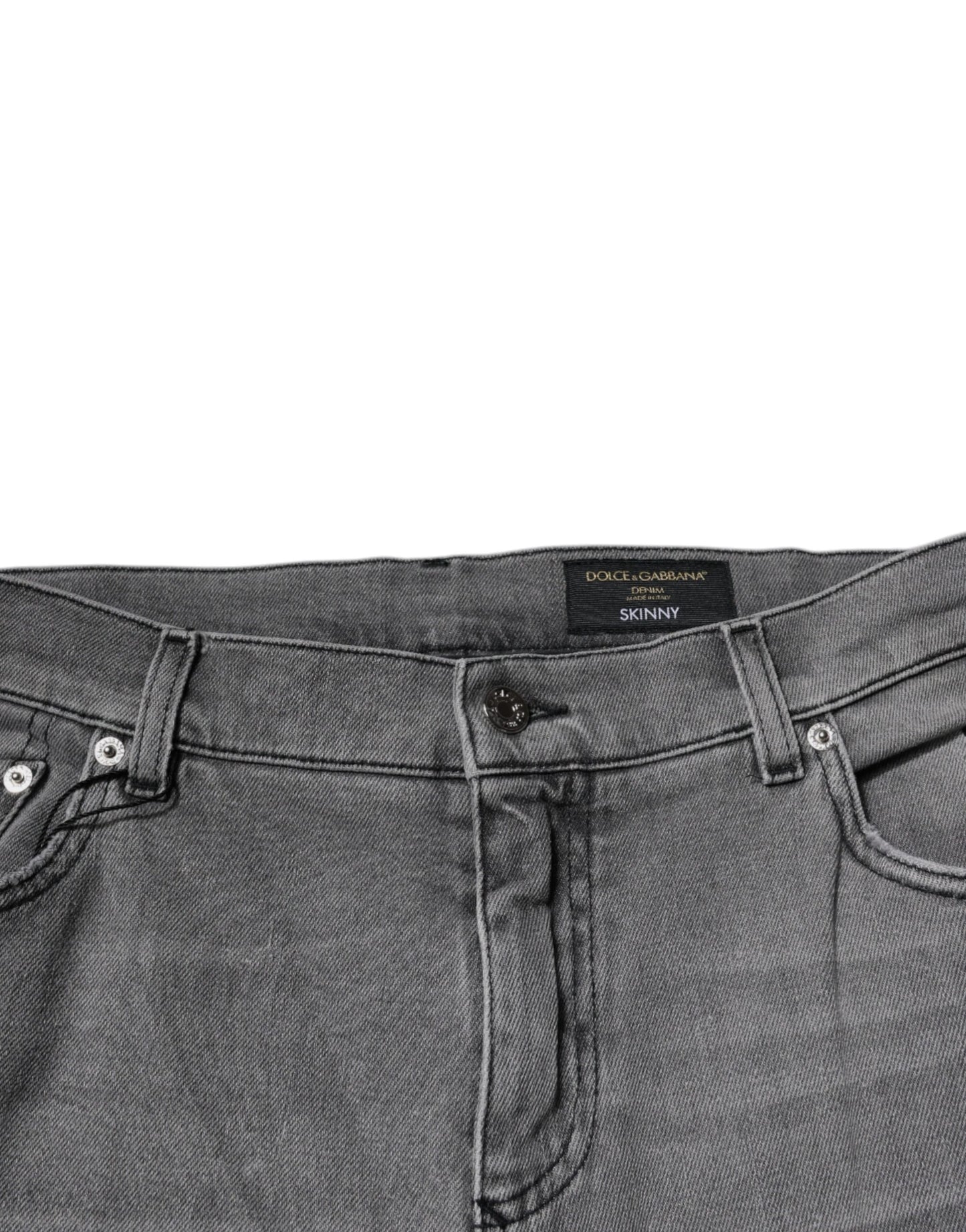 Dolce & Gabbana Gray Graphic Print Cotton Skinny Denim Jeans Dolce & Gabbana