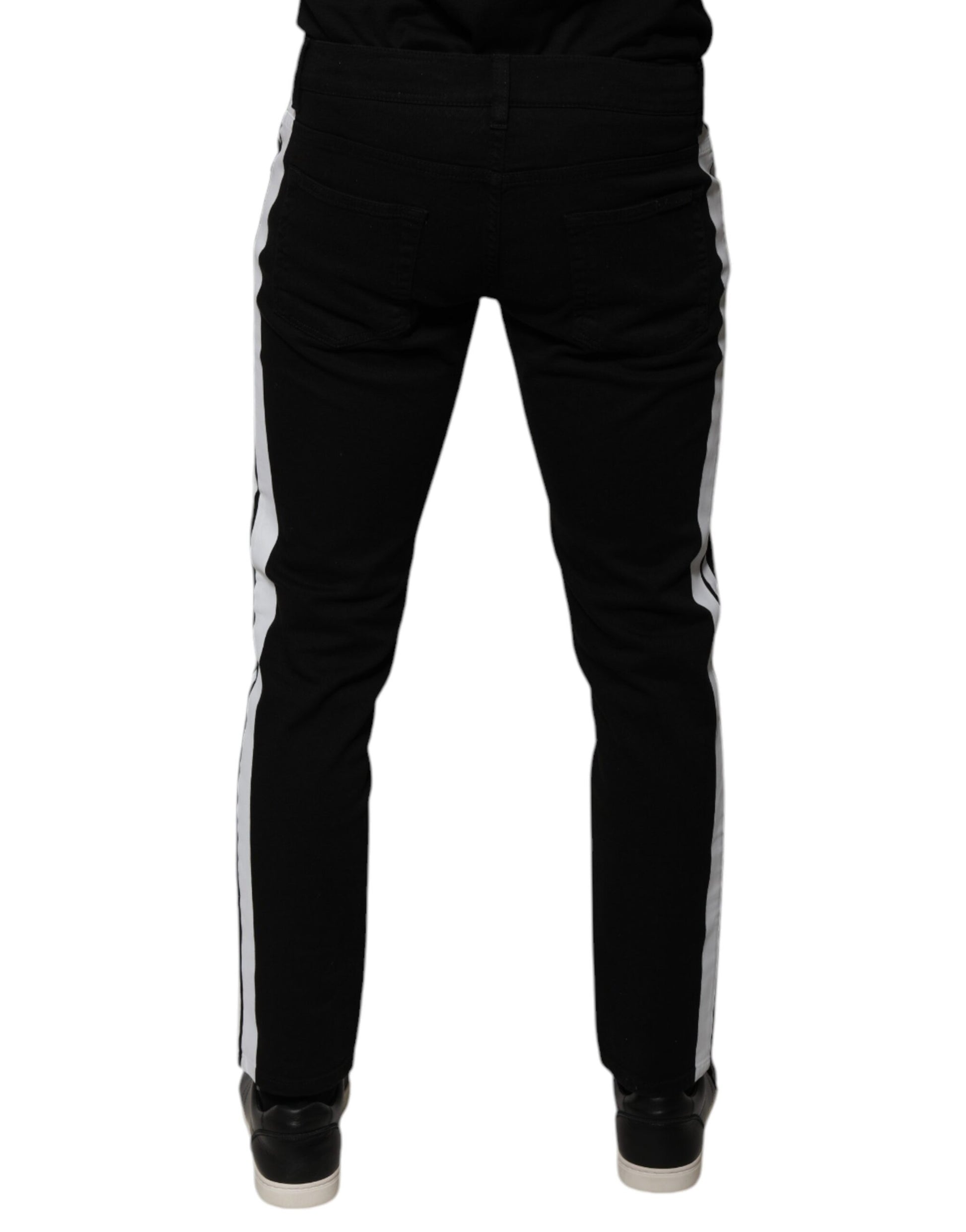 Dolce & Gabbana Black Crown White Lining Skinny Denim Jeans Dolce & Gabbana