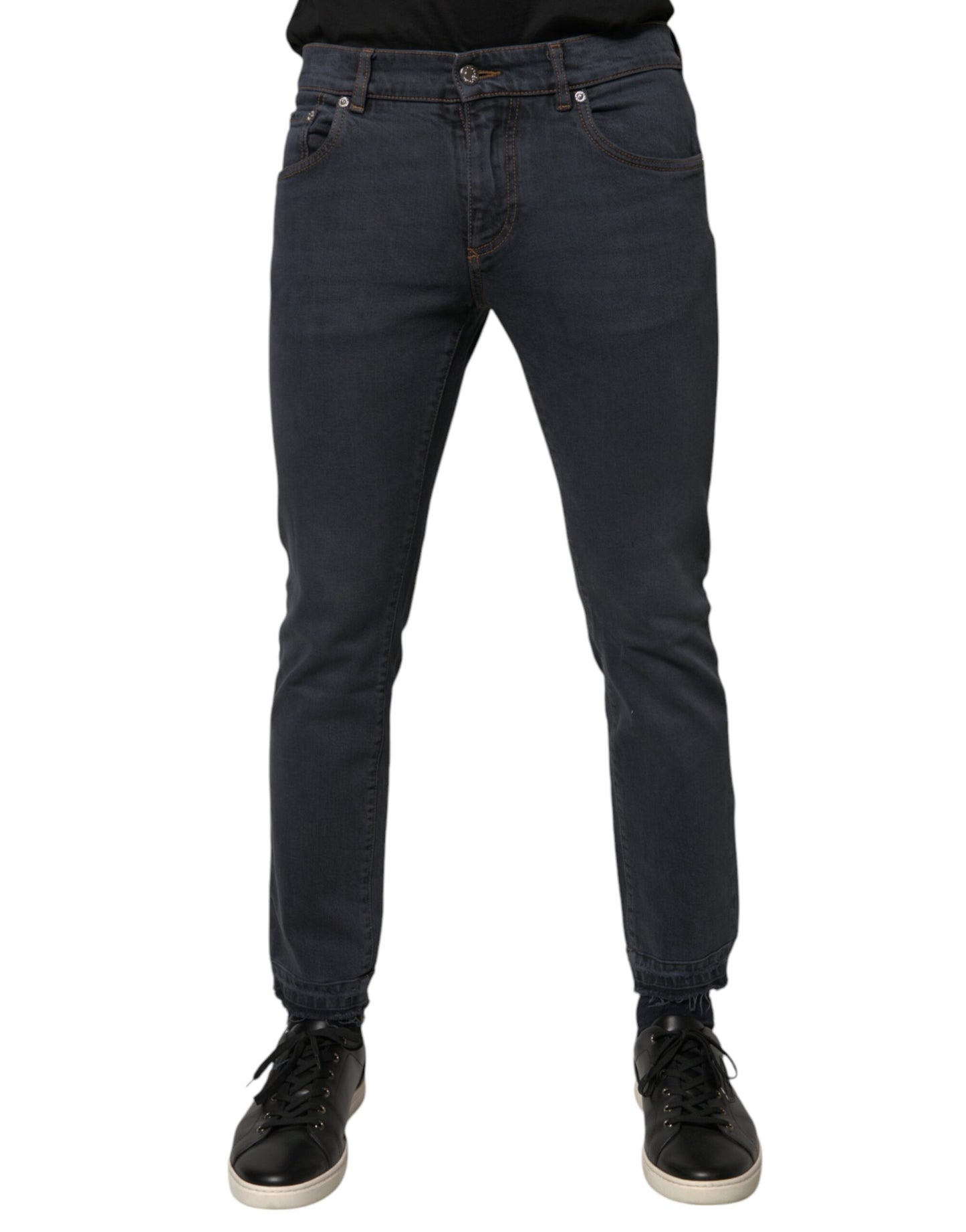 Dolce & Gabbana Dark Gray Cotton Skinny Denim Jeans Dolce & Gabbana