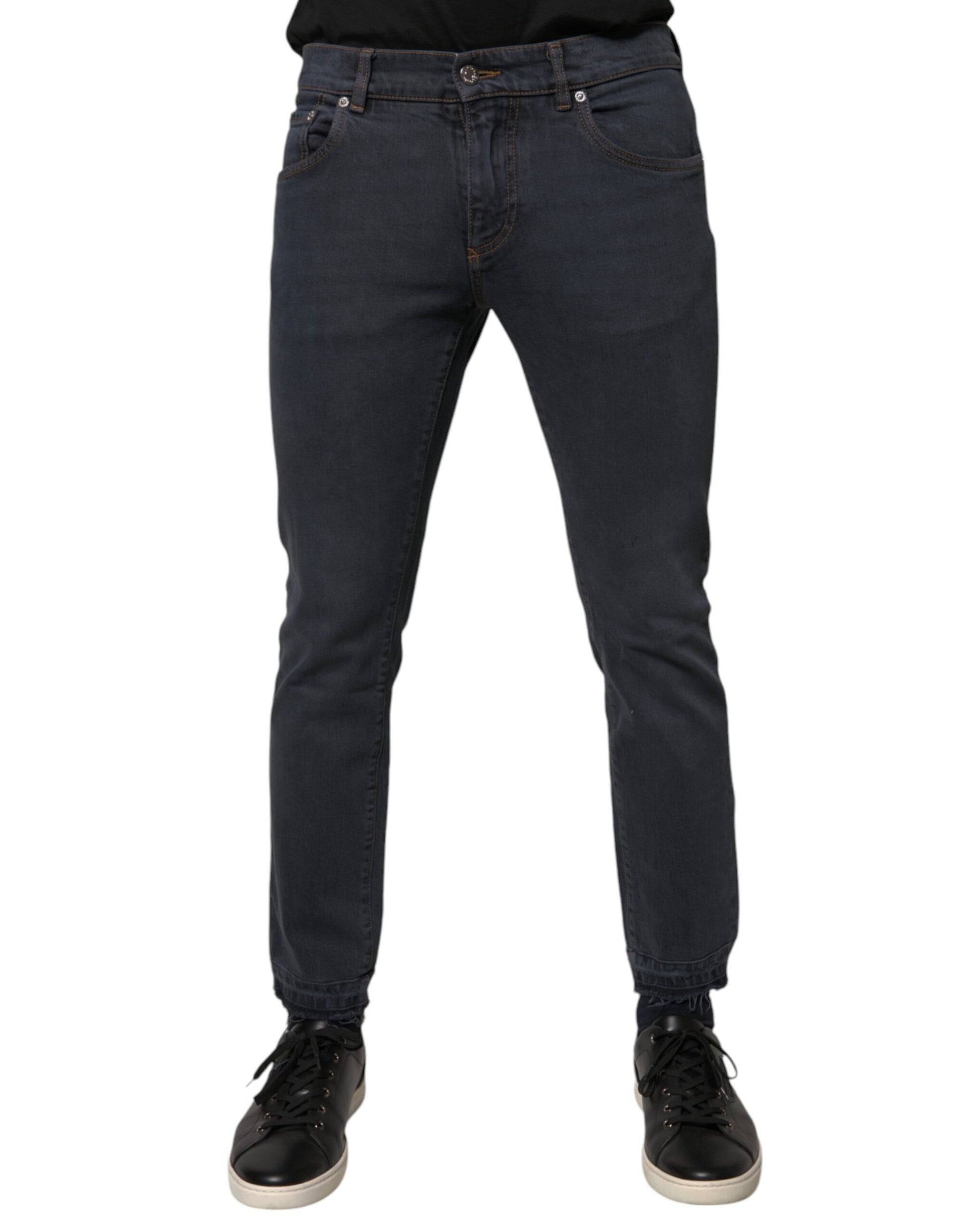 Dolce & Gabbana Dark Gray Cotton Skinny Denim Jeans Dolce & Gabbana