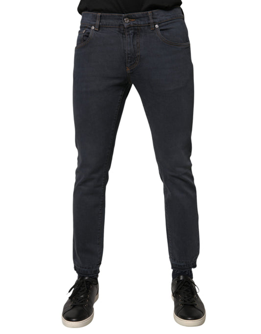 Dolce & Gabbana Dark Gray Cotton Skinny Denim Jeans Dolce & Gabbana