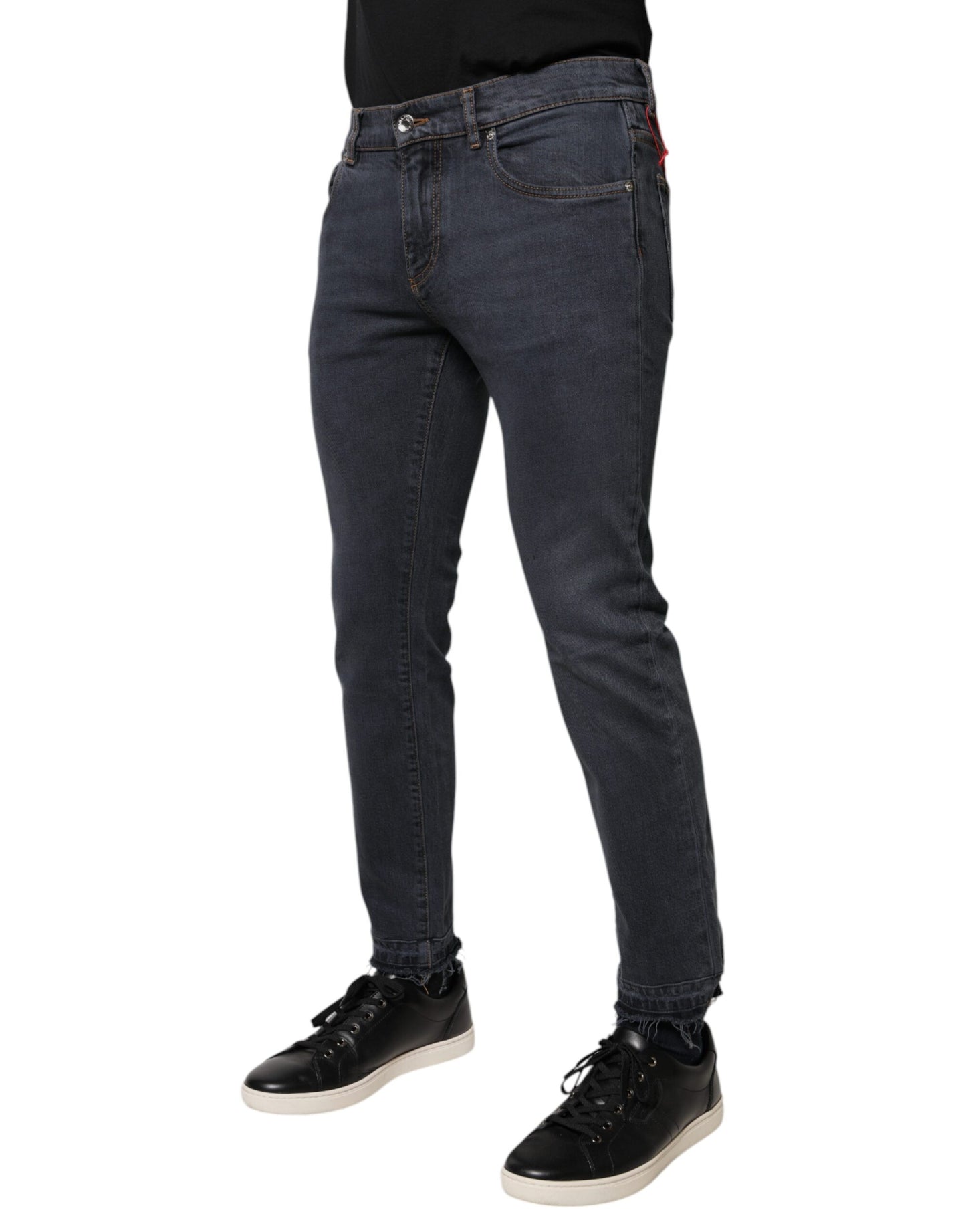 Dolce & Gabbana Dark Gray Cotton Skinny Denim Jeans Dolce & Gabbana