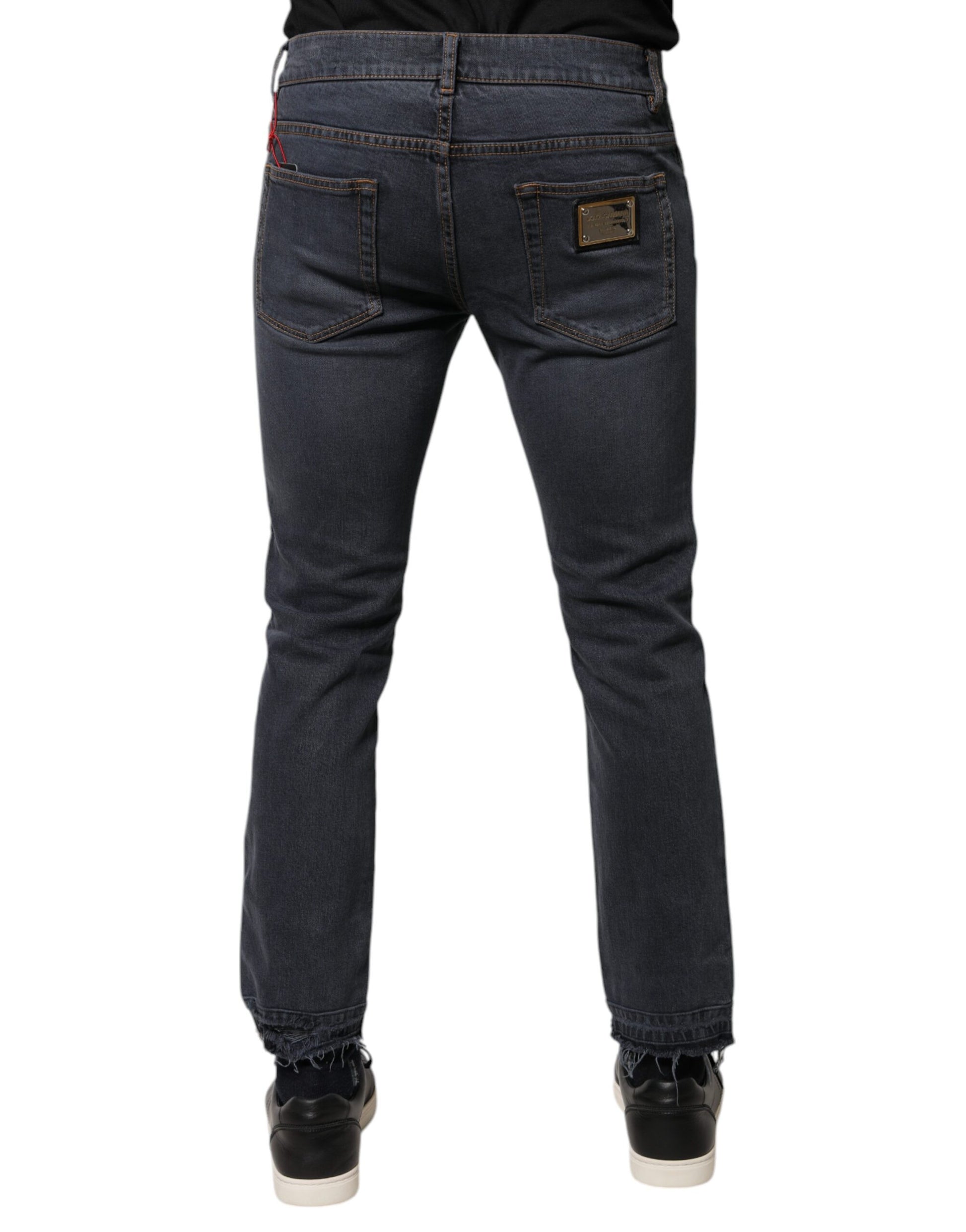 Dolce & Gabbana Dark Gray Cotton Skinny Denim Jeans Dolce & Gabbana
