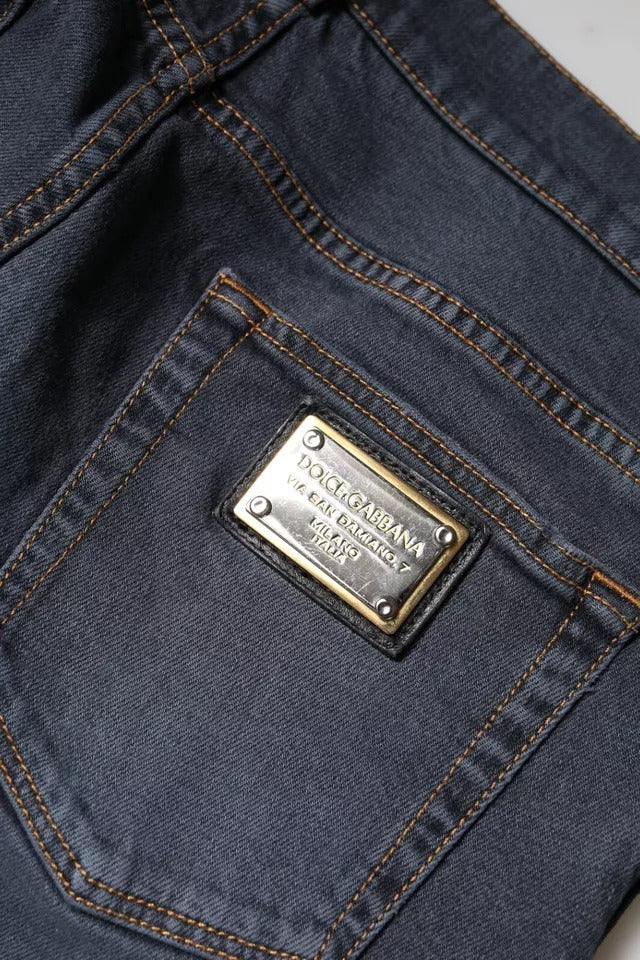 Dolce & Gabbana Dark Gray Cotton Skinny Denim Jeans Dolce & Gabbana