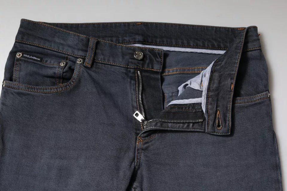 Dolce & Gabbana Dark Gray Cotton Skinny Denim Jeans Dolce & Gabbana