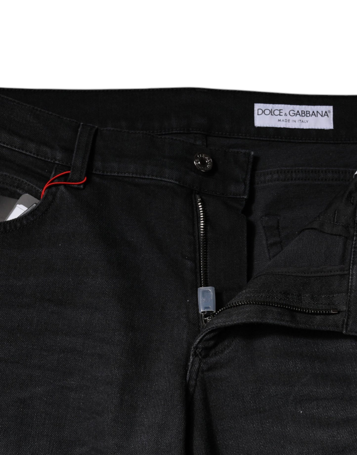 Dolce & Gabbana Black Cotton Logo Plaque Regular Denim Jeans Dolce & Gabbana