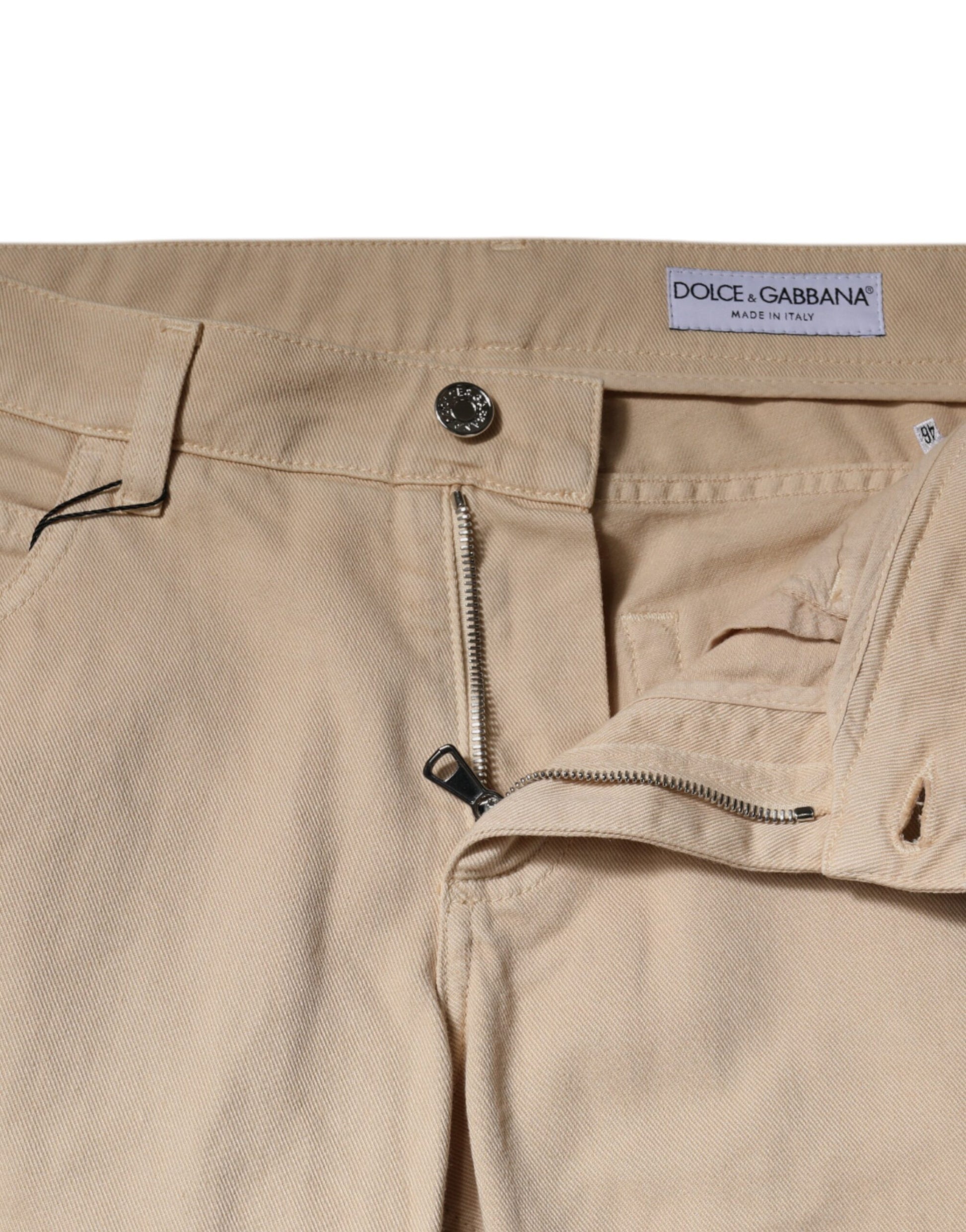 Dolce & Gabbana Beige Cotton Stretch Regular Men Denim Jeans Dolce & Gabbana