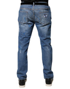 Dolce & Gabbana Blue Cotton Stretch Tattered Skinny Denim Jeans - Eljoys Fashion 